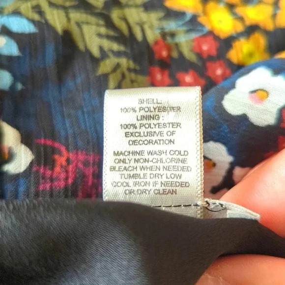 Loft Navy Colorful Wildflower Floral Long Sleeve Mini Shift Dress - Picture 10 of 10